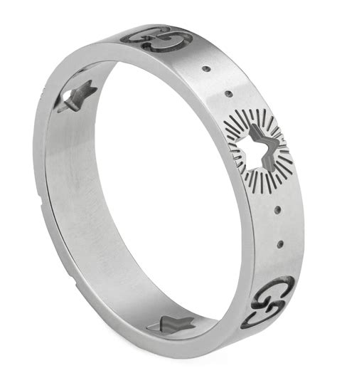 gucci ybc607339002 white gold|Gucci Icon White Gold Ring with Stars .